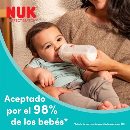 NUK TETINA SILICONA ANTICOLICO PERFECT MATCH T-M +3 MESES 2 UNIDADES