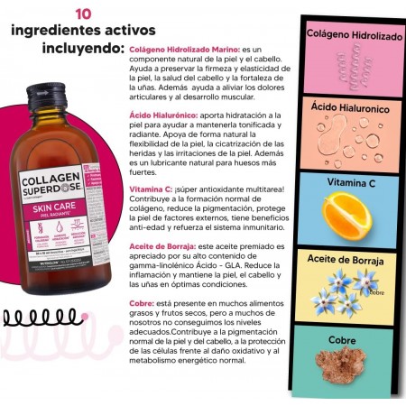 COLLAGEN SUPERDOSE SKIN CARE PIEL RADIANTE SABOR MELOCOTON SOLUCION ORAL 300 ML