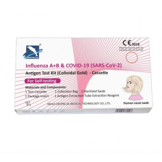 TEST NASAL DUO AUTODIAGNOSTICO ANTIGENOS DE COVID SARS-COV-2 + GRIPE A/B DEEPBLUE