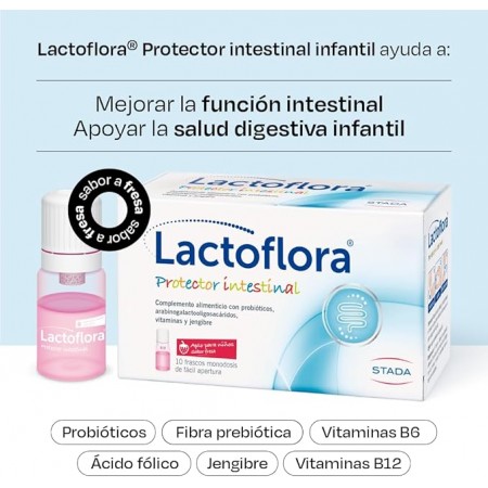 LACTOFLORA PROTECTOR INTESTINAL INFANTIL 10 FRASCOS MONODOSIS SABOR FRESA