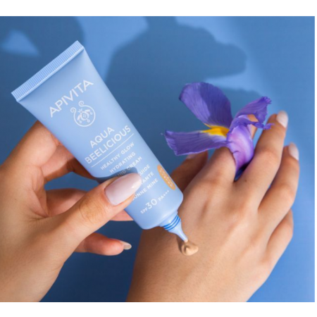APIVITA SET AQUA BEELICIOUS SPF30 CREMA FLUIDA ILUMINADORA HIDRATANTE CON COLOR 40 ML + 2 REGALOS