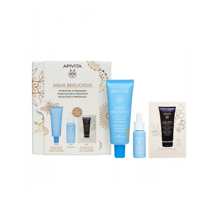 APIVITA SET AQUA BEELICIOUS SPF30 CREMA FLUIDA ILUMINADORA HIDRATANTE CON COLOR 40 ML + 2 REGALOS
