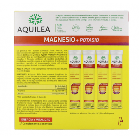 AQUILEA MAGNESIO+ POTASIO 56 COMPRIMIDOS EFERVESCENTES SABOR NARANJA FORMATO XL