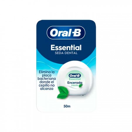 ORAL-B ESSENTIAL FLOSS FLUOR MENTA SEDA DENTAL CON CERA 50M
