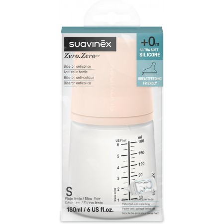 SUAVINEX BIBERON ZERO ZERO FLUJO LENTO COLOR FAIR 180 ML