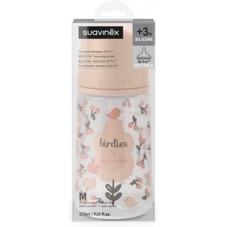 SUAVINEX BIBERON TETINA SILICONA  SX PRO SELECTION +3 MESES  FLUJO M 270 ML