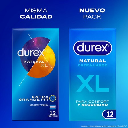 DUREX NATURAL EXTRA GRANDE XL 12 PRESERVATIVOS