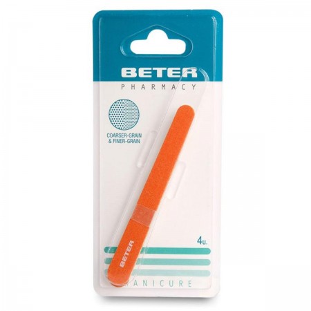 BETER LIMAS DE UÑAS CORINDON FINA & GRUESA 16 CM 4 LIMAS
