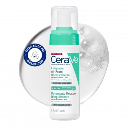 CeraVe limpiador Air Foam reequilibrante para piel normal testado por dermatólogos