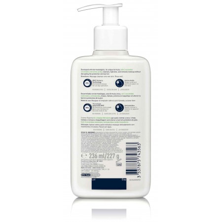 Detalle de la etiqueta trasera e instrucciones del gel limpiador CeraVe Crema Espumosa