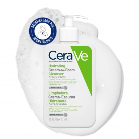 CeraVe crema-espuma limpiadora hidratante de 473 ml recomendada por dermatólogos