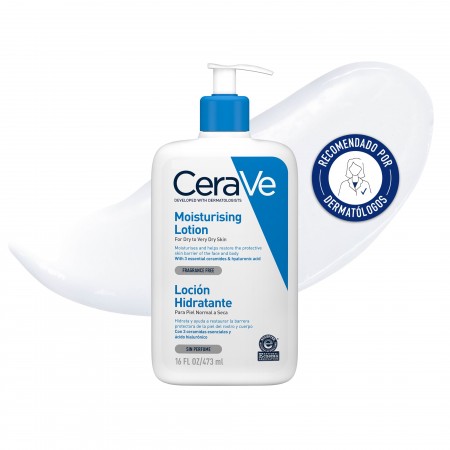 CeraVe loción hidratante para piel normal a seca recomendada por dermatólogos