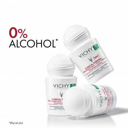 Desodorante Vichy Clinical Control formulado con cero por ciento de alcohol para pieles sensibles