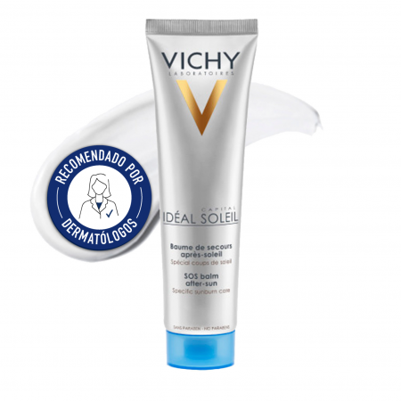 Bálsamo calmante post-solar Vichy recomendado por dermatólogos para reparar la piel