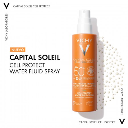 Presentación del spray fluido de agua protectora Vichy Capital Soleil Cell Protect