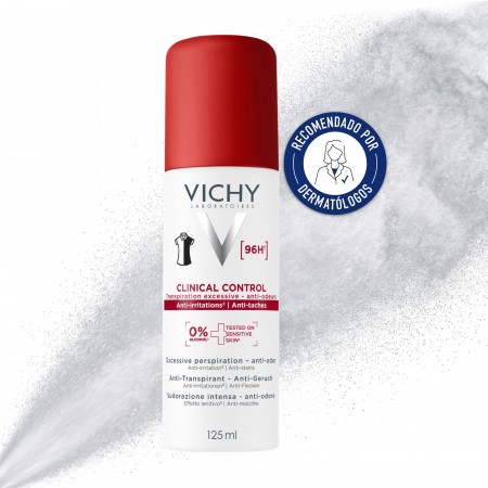 Vichy Clinical Control desodorante spray 96h recomendado por dermatólogos contra la sudoración excesiva