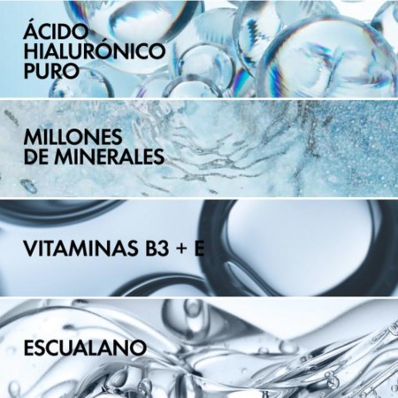 Componentes activos de Vichy Minéral 89 Ojos con ácido hialurónico puro, vitaminas B3, E y escualano