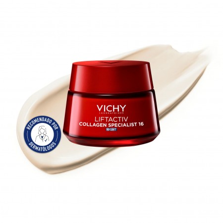 Vichy Liftactiv Collagen Specialist 16 crema de noche antiedad recomendada por dermatólogos