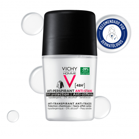 Desodorante Vichy Homme antitranspirante recomendado por dermatólogos para el cuidado masculino