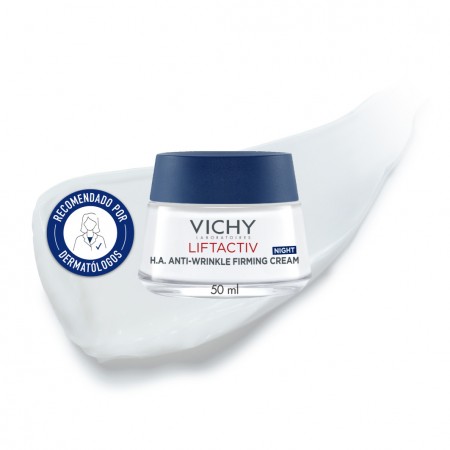 Crema de noche Vichy Liftactiv Supreme recomendada por dermatólogos para arrugas y firmeza