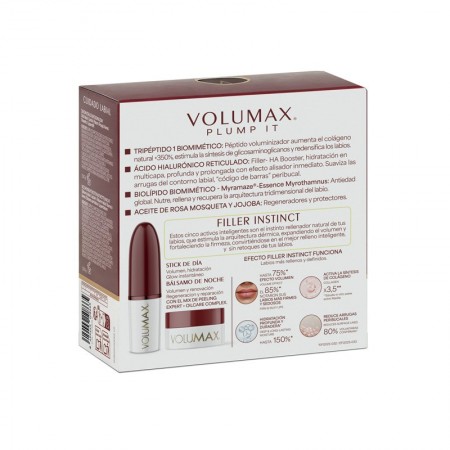 VOLUMAX PLUMP IT PACK FILLER INSTINCT: STICK LABIAL DIA 4 G + BALSAMO LABIAL NOCHE 4 G