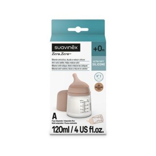 SUAVINEX ZERO ZERO BIBERON ANTICOLICO TETINA DE SILICONA FLUJO ADAPTABLE 120 ML COLOR MEDIUM