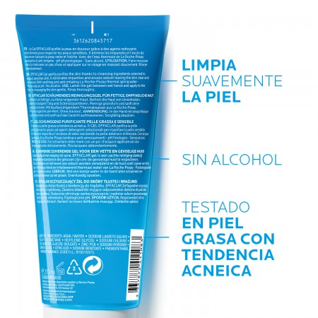 Propiedades de Effaclar gel purificante limpia suavemente sin alcohol la piel grasa y acneica
