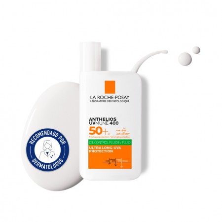 La Roche-Posay Anthelios Oil Control UVMune 400 SPF50+ fluido matificante recomendado por dermatólogos