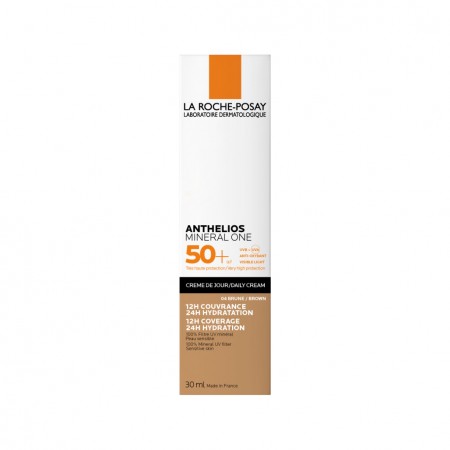 Caja de presentación oficial de La Roche-Posay Anthelios Mineral One SPF50+ Crema Brune 04 30 ml