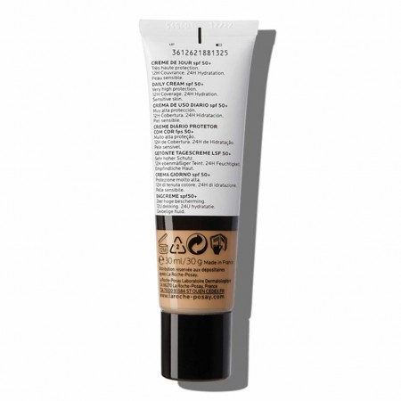 Vista posterior del tubo de 30 ml de La Roche-Posay Anthelios Mineral One SPF50+ Crema 03 Bronze