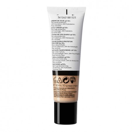 Vista posterior del tubo de 30 ml de La Roche-Posay Anthelios Mineral One SPF50+ Crema 01 Claire