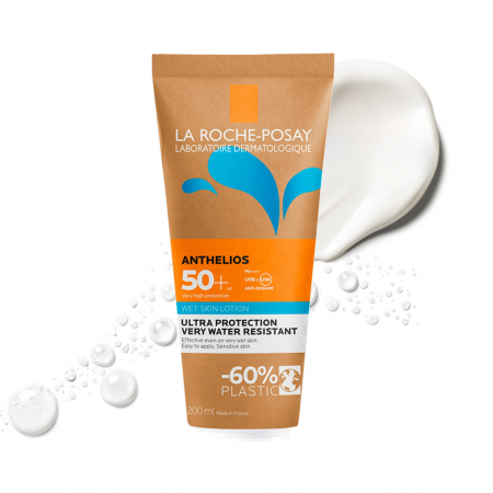 Textura en loción invisible de rápida absorción con tecnología Wet Skin La Roche-Posay Anthelios