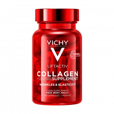 Vista de catálogo del suplemento de colágeno para arrugas y elasticidad Vichy Liftactiv 60 cápsulas