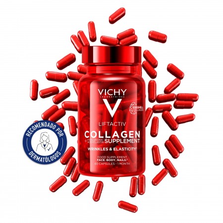 Vichy Liftactiv Colágeno Suplemento Arrugas & Elasticidad 60 cápsulas recomendado por dermatólogos