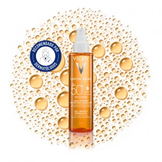 Vichy Capital Soleil SPF50+ Aceite Cell Protect 200 ml aceite solar protector recomendado por dermatólogos