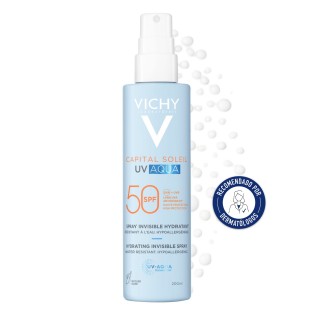 Vichy Capital Soleil UV Aqua SPF50+ Spray Hidratante Invisible 200 ml recomendado por dermatólogos