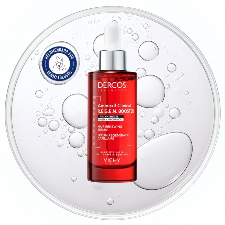 Vichy Dercos Aminexil Clinical Sérum Regenerador Capilar Regen Booster 90 ml recomendado por dermatólogos