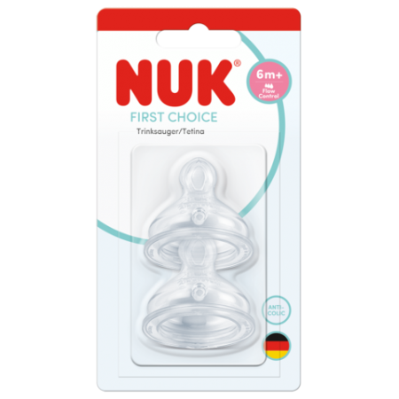 NUK TETINA SILICONA ANTICOLICO  FIRST CHOICE T- FLOW CONTROL  +6 MESES 2 TETINAS