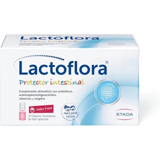 LACTOFLORA PROTECTOR INTESTINAL INFANTIL 10 FRASCOS MONODOSIS SABOR FRESA