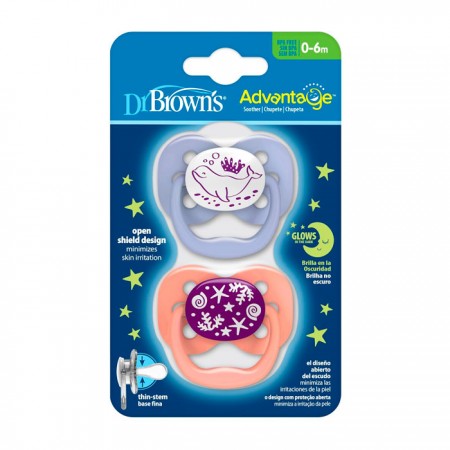 DR BROWN´S CHUPETE ADVANTAGE DE SILICONA REVERSIBLE TALLA 1 DE 0 A 6 MESES 2 UNIDADES