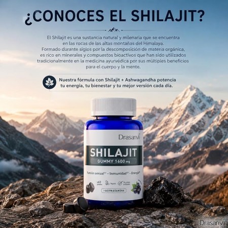 DRASANVI SHILAJIT GUMMY 1600 MG + ASHWAGANDHA 60 GOMINOLAS