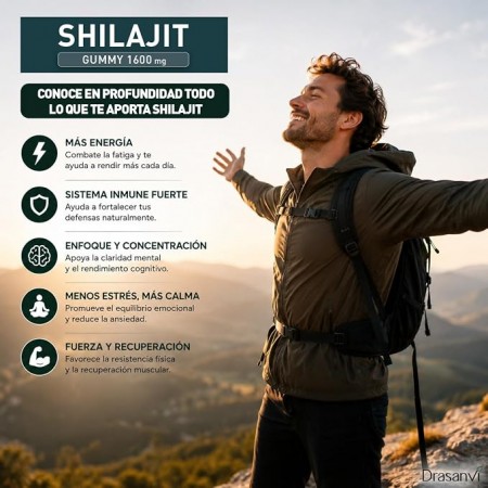 DRASANVI SHILAJIT GUMMY 1600 MG + ASHWAGANDHA 60 GOMINOLAS