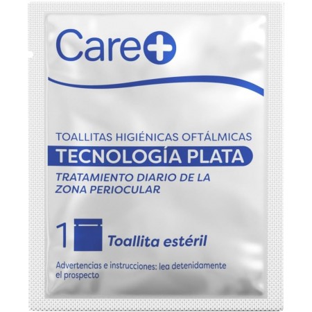 CARE+ TOALLITAS HIGIENICAS OFTALMICAS TECNOLOGIA PLATA 30 MONODOSIS ESTERILES