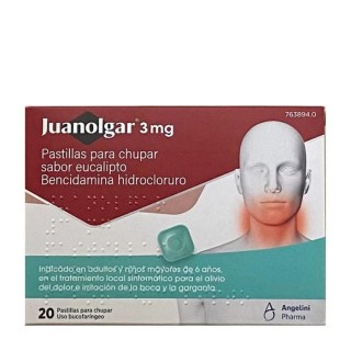 JUANOLGAR 3 MG 20 PASTILLAS PARA CHUPAR SABOR EUCALIPTO