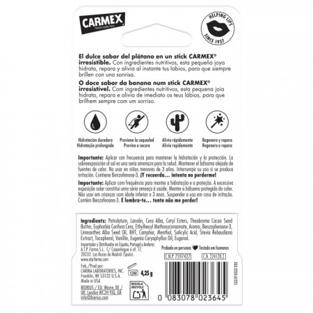 CARMEX BALSAMO LABIAL HIDRATANTE SPF15 SABOR BANANA STICK 4,25 G