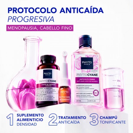 PHYTO PHYTOCYANE INTENSIVE+ TRATAMIENTO ANTICAIDA PROGRESIVA MUJER 12 AMPOLLAS 5 ML (2 MESES)