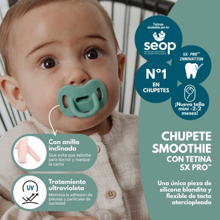 SUAVINEX CHUPETE SILICONA FISIOLOGICO  SX PRO SMOOTHIE NIGHT DAY 0 - 6 MESES