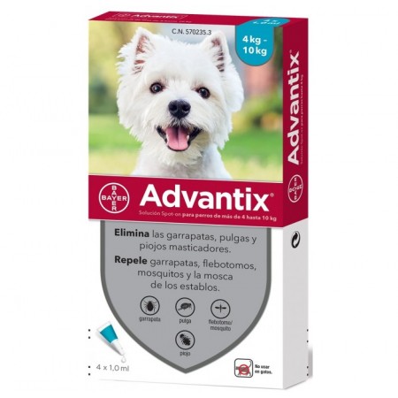 ADVANTIX 4 PIPETAS 4 HASTA 10 KG