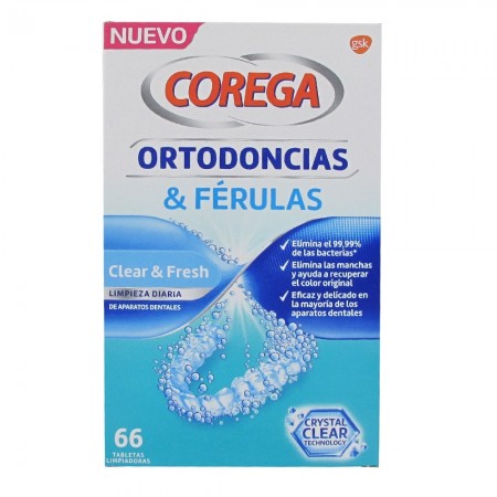 COREGA ORTODONCIAS & FERULAS 66 TABLETAS LIMPIADORAS