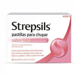 STREPSILS 24 PASTILLAS PARA CHUPAR (SABOR FRESA)